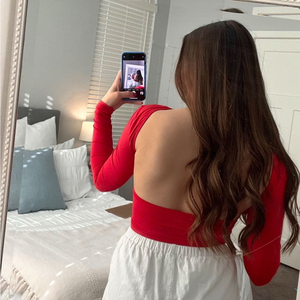 Red Backless top